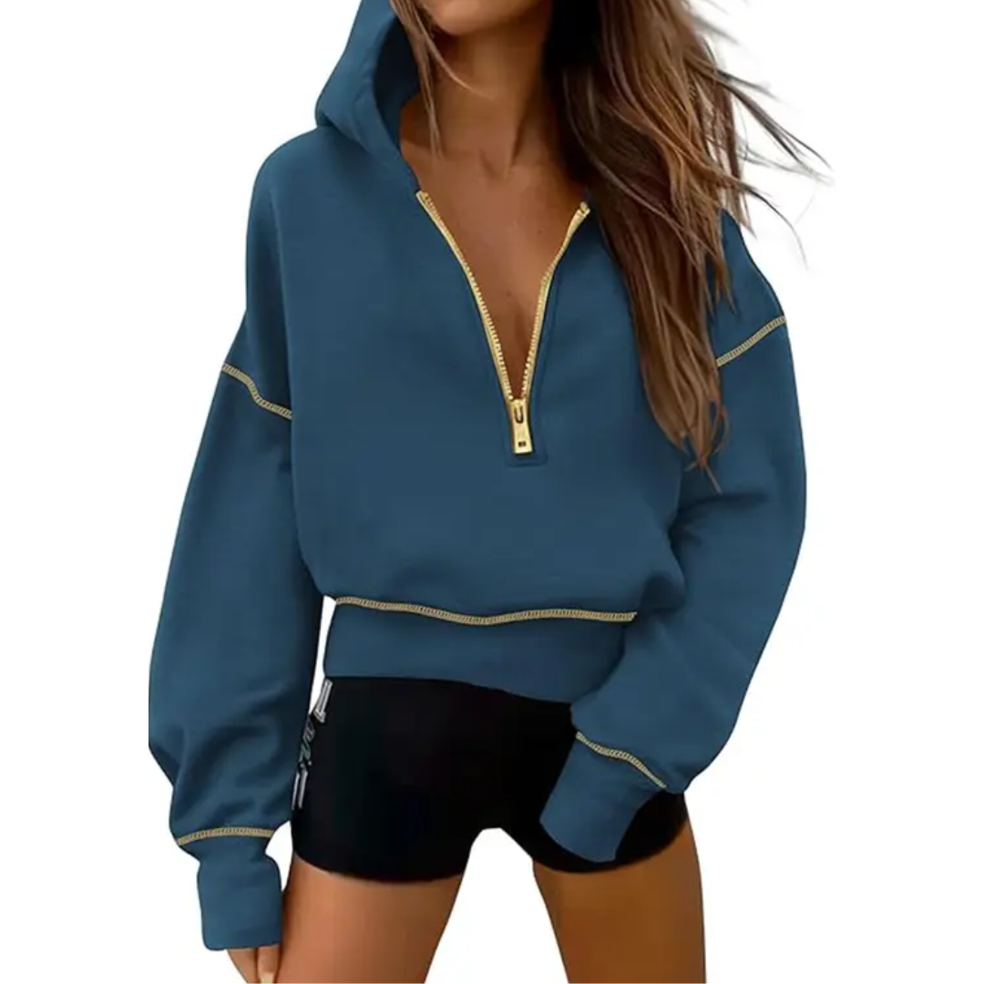 Sienna | Cosy Half-Zip Cropped Pullover Sweatshirt