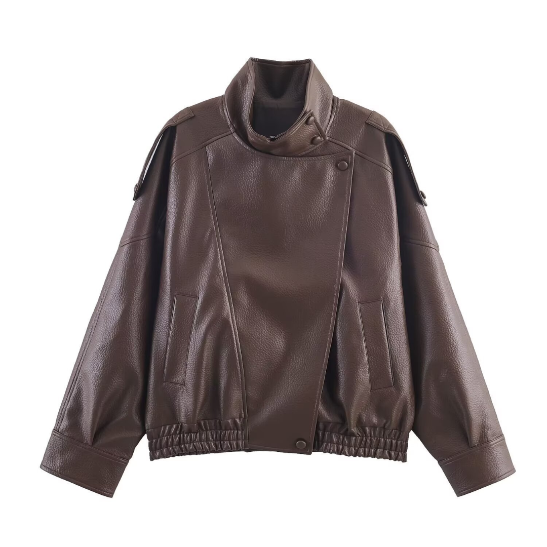 Alana | Vintage Street Lychee Leather Jacket
