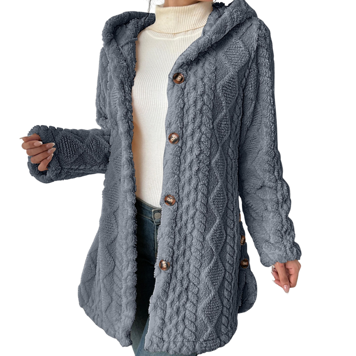 Amelia | Cosy Jacquard Fuzzy Hooded Cardigan