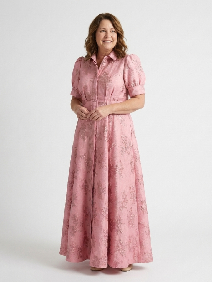 Florence Pink Belted Floral Shirt Dress