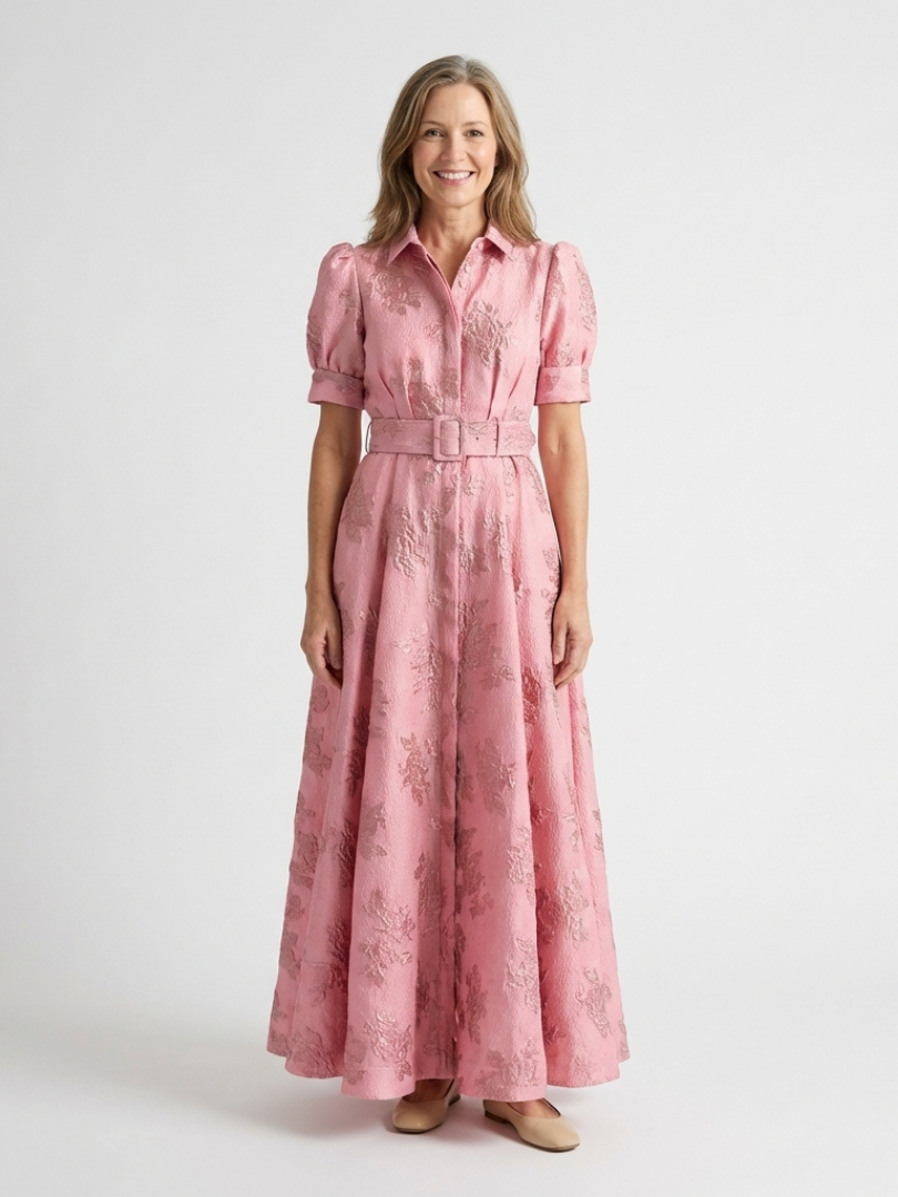 Florence Pink Belted Floral Shirt Dress