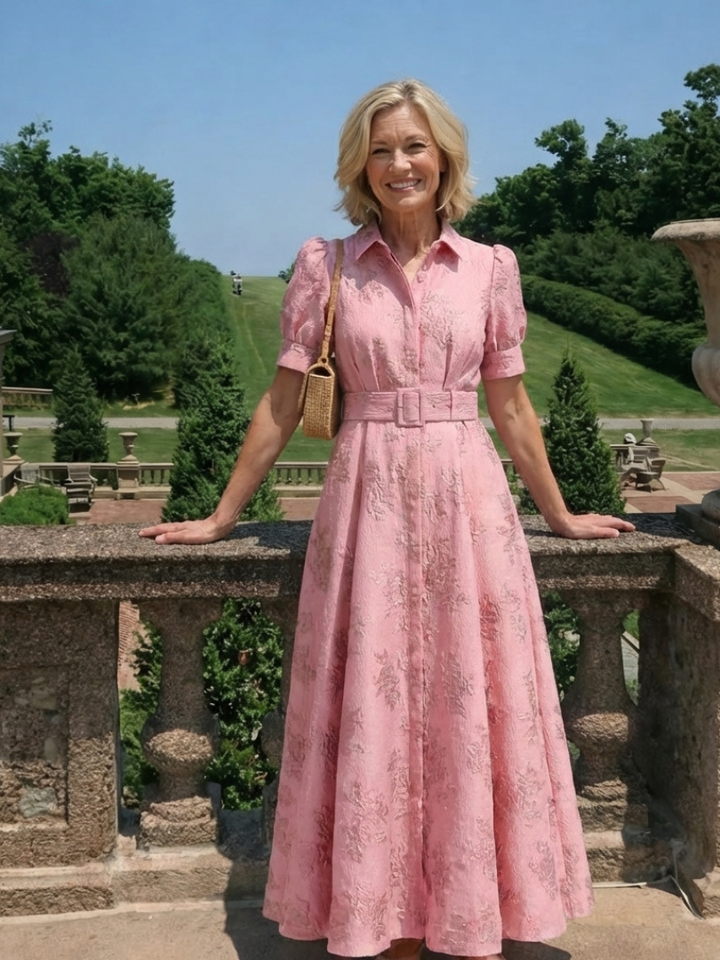 Florence Pink Belted Floral Shirt Dress