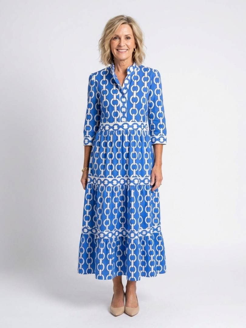 Honoria Chain Pattern Midi Dress