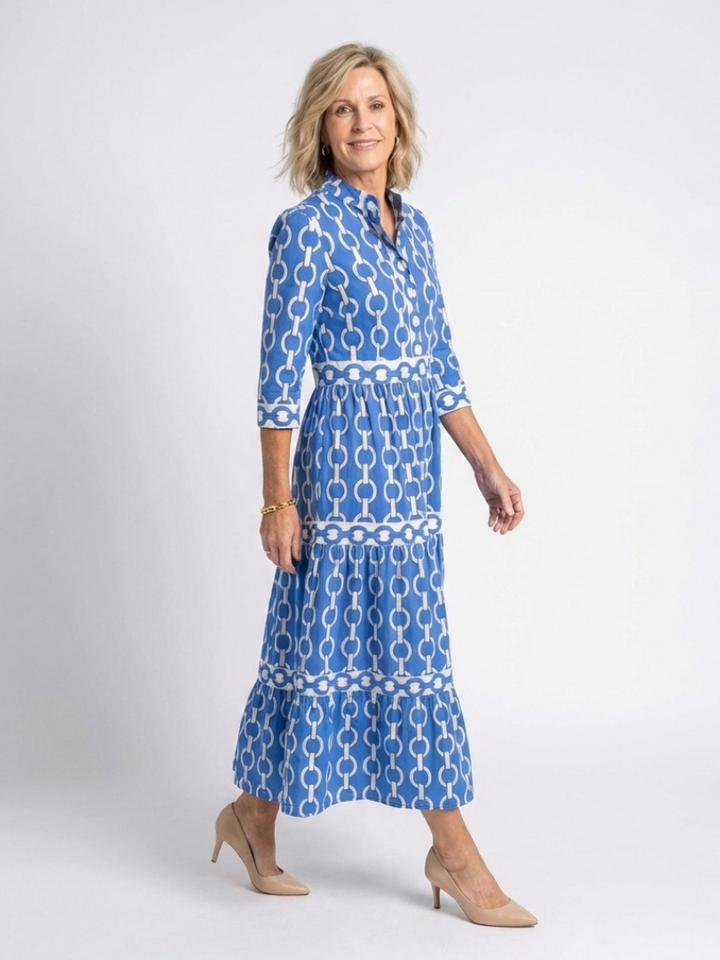 Honoria Chain Pattern Midi Dress