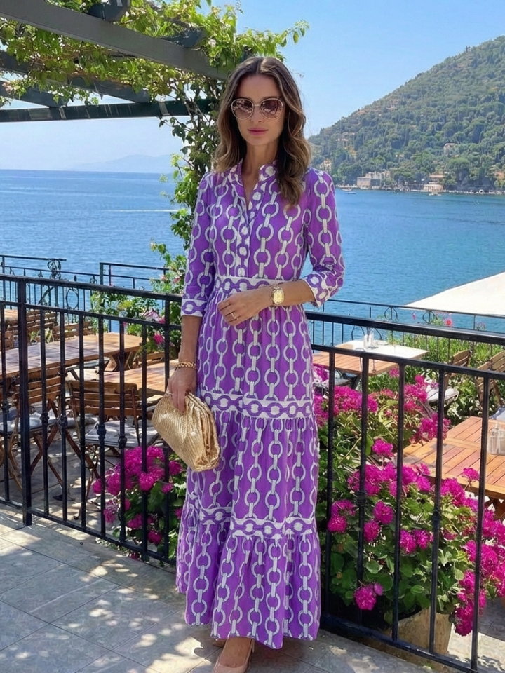 Honoria Chain Pattern Midi Dress