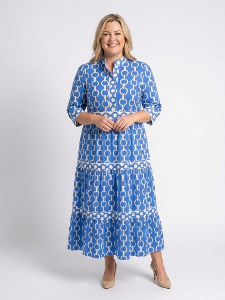 Honoria Chain Pattern Midi Dress