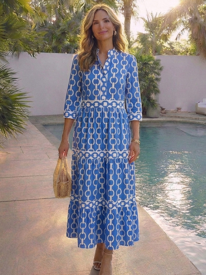 Honoria Chain Pattern Midi Dress