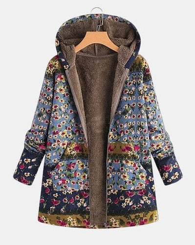 Natalie boho floral sherpa hoodie