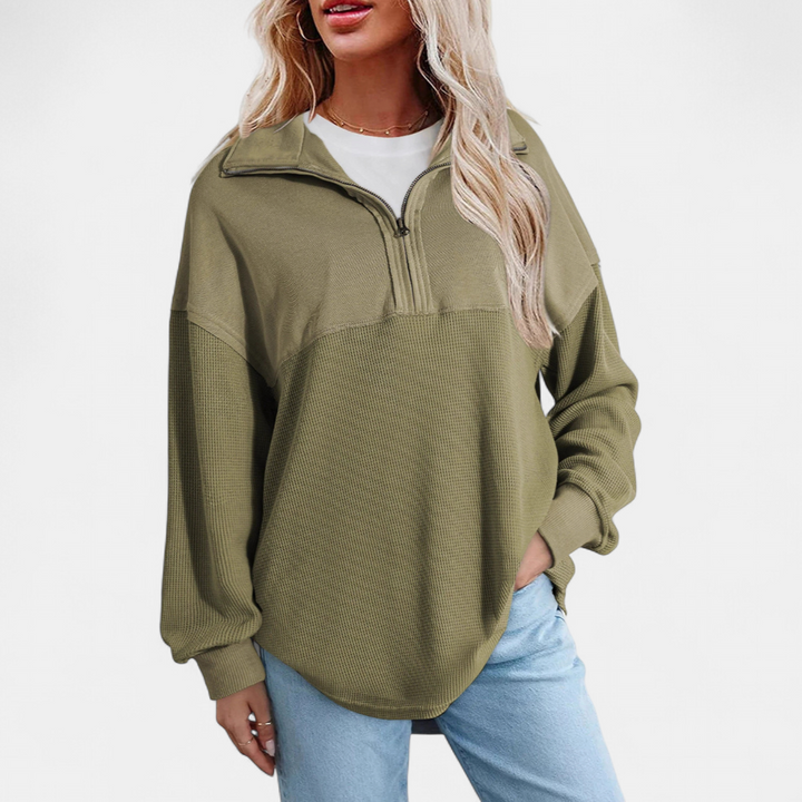 Xanthe | Relaxed Waffle Knit Pullover Top