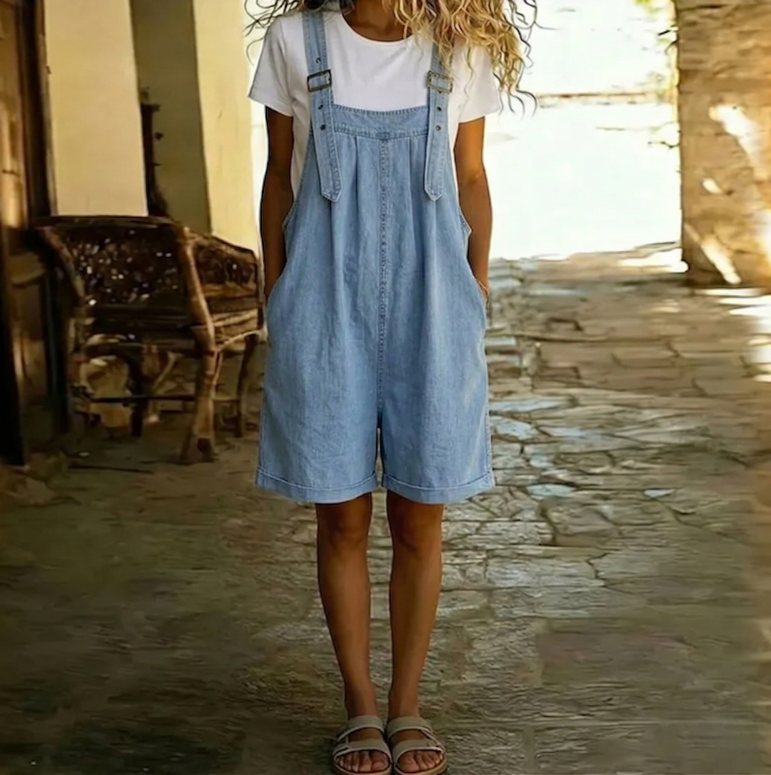 Millie - Short Denim Jumpsuit with Soft Cotton Touch