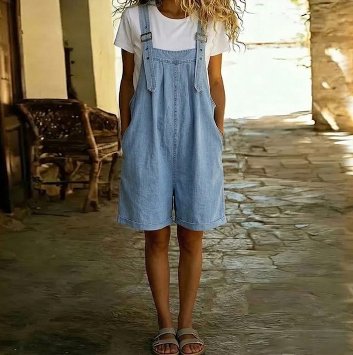 Millie - Short Denim Jumpsuit with Soft Cotton Touch