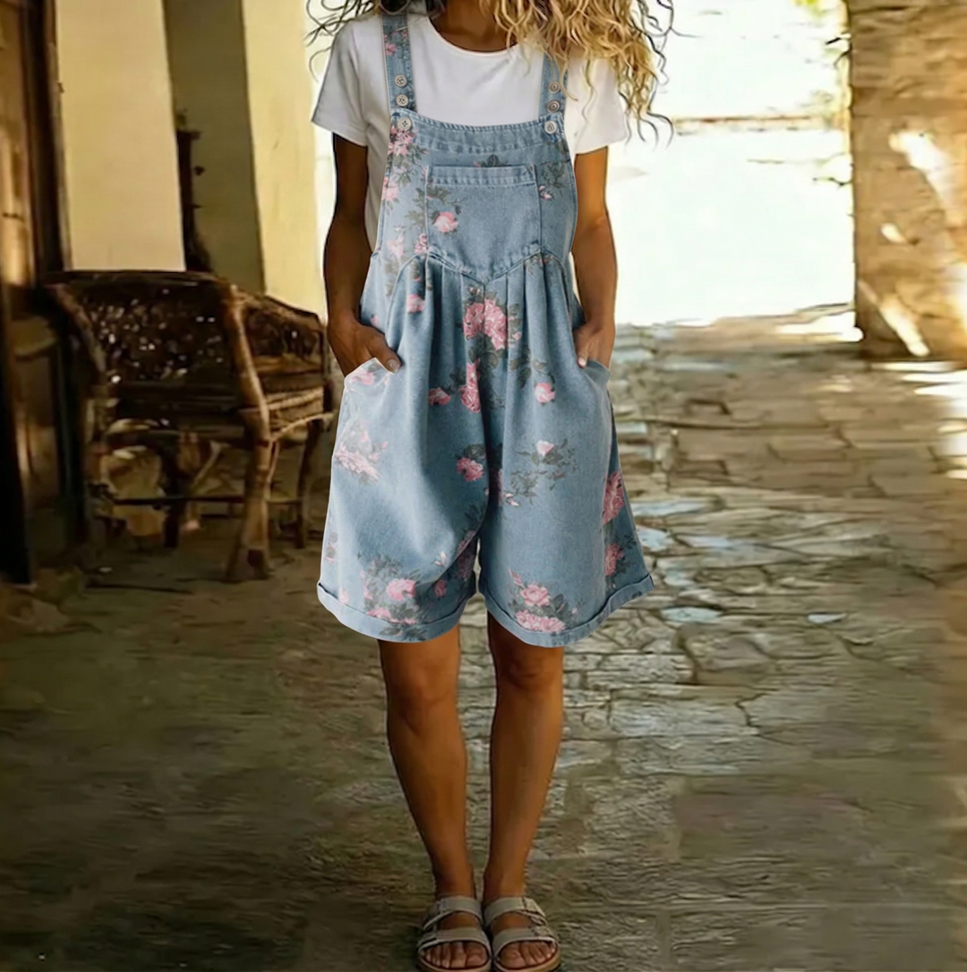 Summer - Floral Denim Jumpsuit