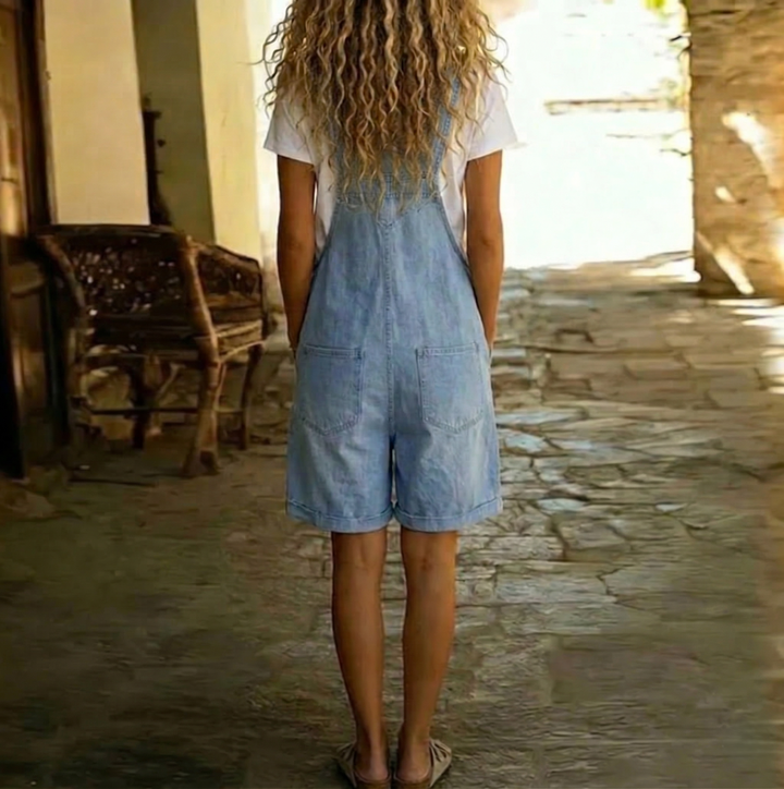 Millie - Short Denim Jumpsuit with Soft Cotton Touch