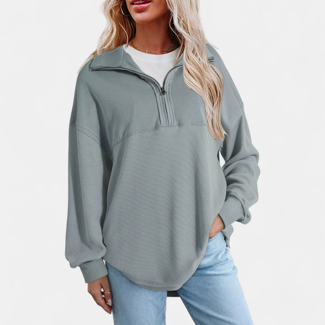 Xanthe | Relaxed Waffle Knit Pullover Top