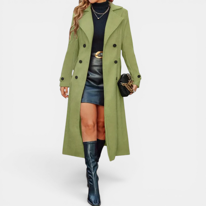 Elsie | Double-Breasted Wool Long Coat