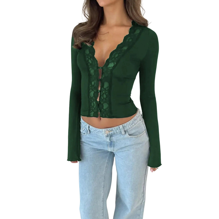 Alana | Lace Cropped Cardigan Top