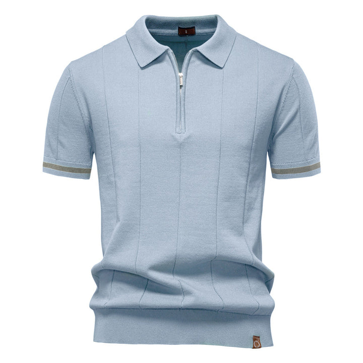 Riley - Vertical-Texture Half-Zip Polo