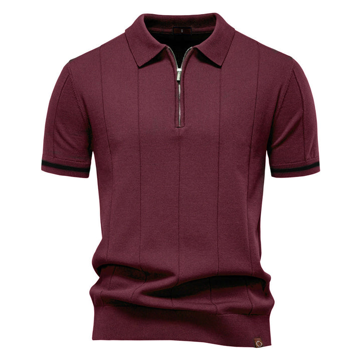 Riley - Vertical-Texture Half-Zip Polo