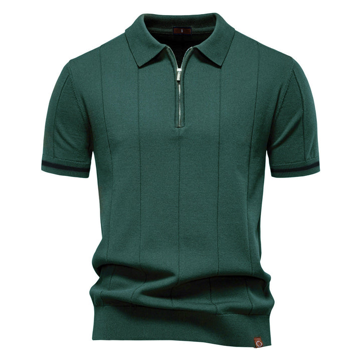 Riley - Vertical-Texture Half-Zip Polo