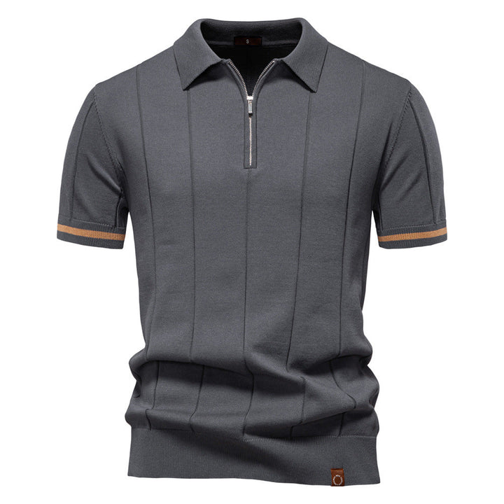 Riley - Vertical-Texture Half-Zip Polo