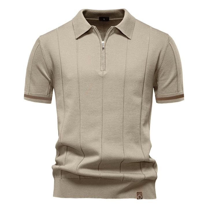 Riley - Vertical-Texture Half-Zip Polo