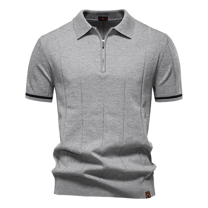 Riley - Vertical-Texture Half-Zip Polo