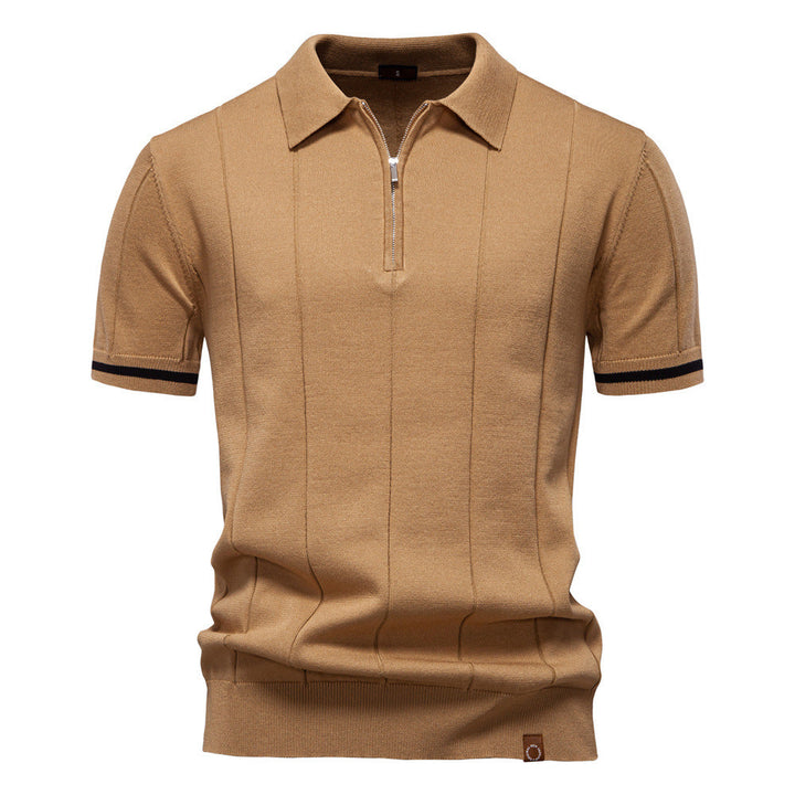 Riley - Vertical-Texture Half-Zip Polo