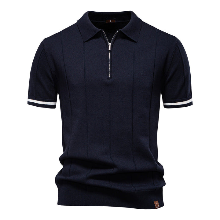 Riley - Vertical-Texture Half-Zip Polo