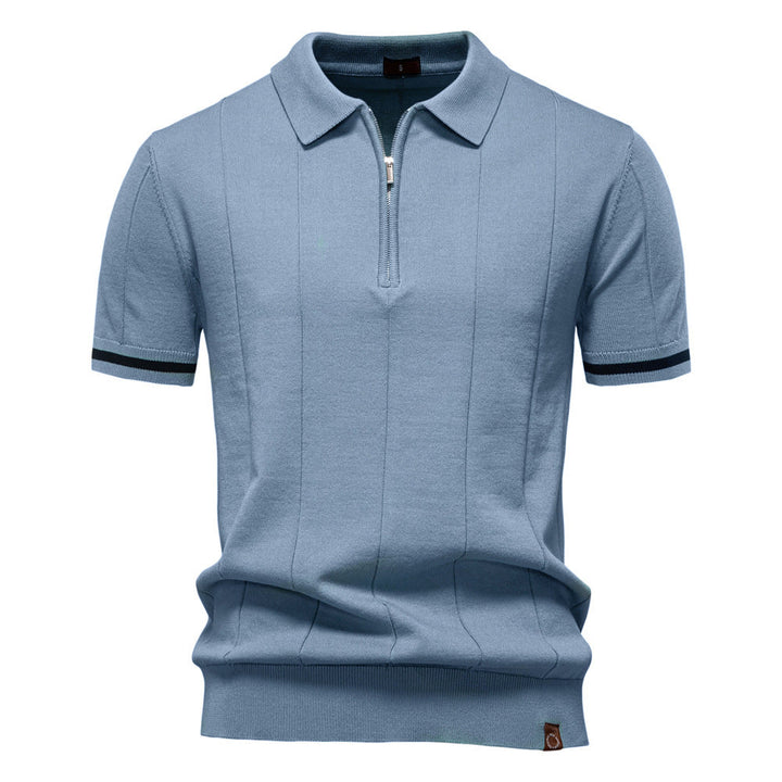 Riley - Vertical-Texture Half-Zip Polo