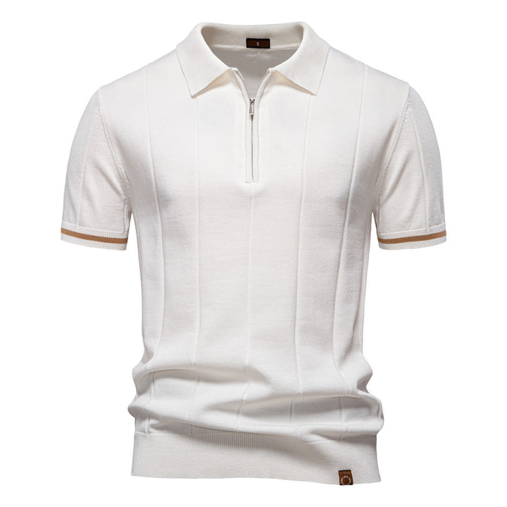Riley - Vertical-Texture Half-Zip Polo