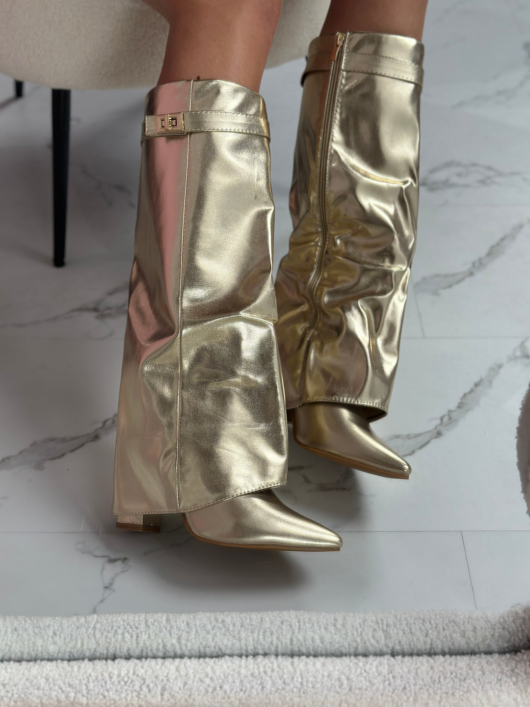 Sienna | Gold Leather Boots
