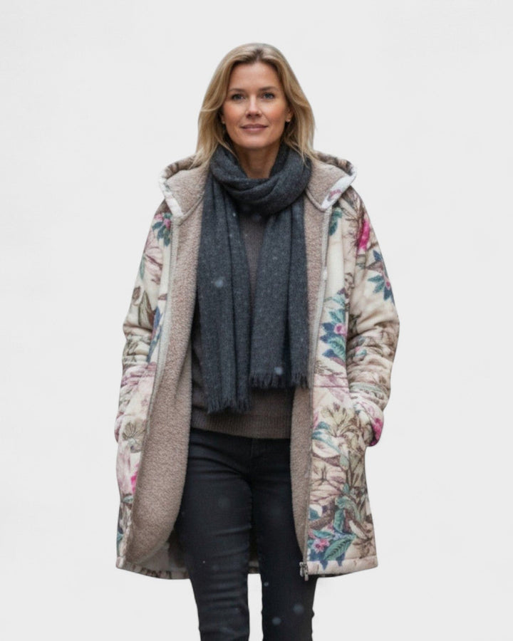 Alana pastel botanical print fleece jacket