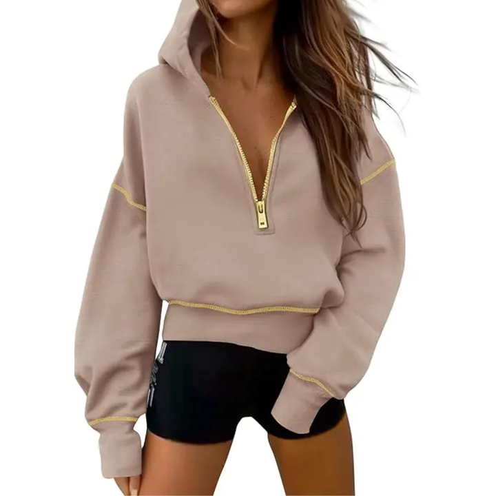 Sienna | Cosy Half-Zip Cropped Pullover Sweatshirt