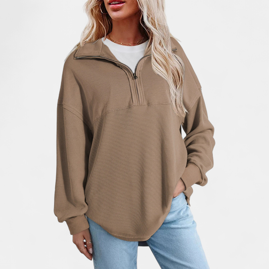 Xanthe | Relaxed Waffle Knit Pullover Top