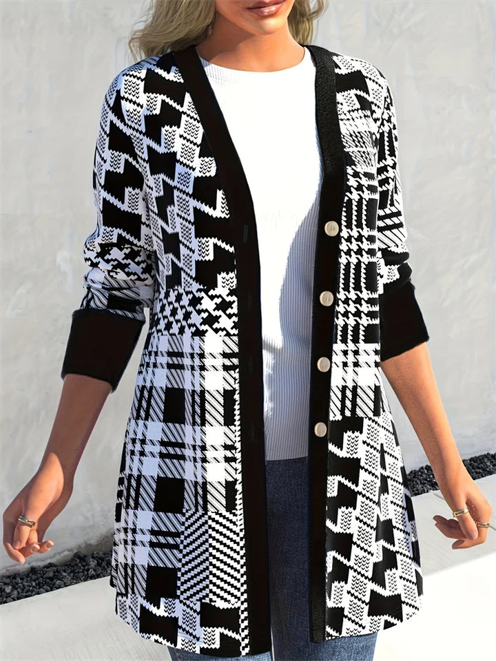 Georgia | Sleek Geo-Print Cardigan