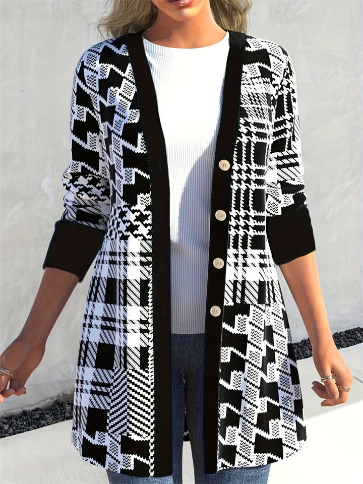 Georgia | Sleek Geo-Print Cardigan