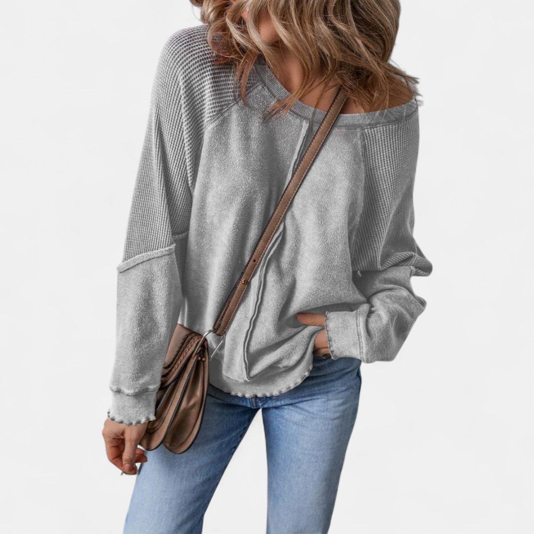 Chloe | Relaxed Patchwork Pullover Sweatshirt