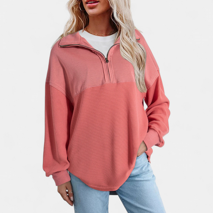 Xanthe | Relaxed Waffle Knit Pullover Top