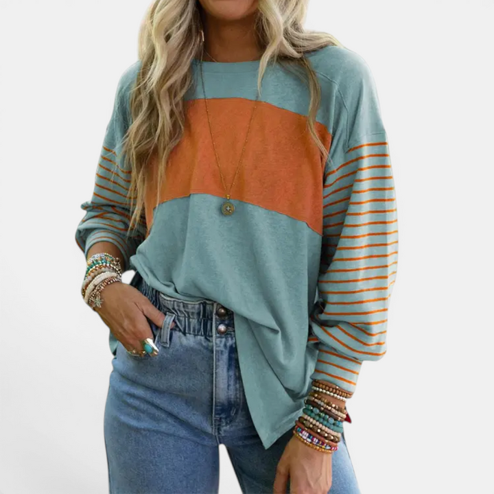 Paige | Striped Colour-Block Long Sleeve Top