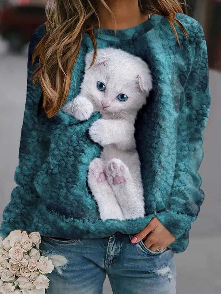 Imogen | Cosy Cat Print Sweatshirt