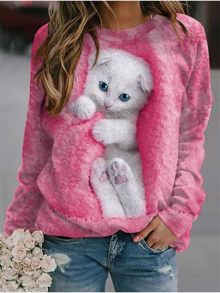 Imogen | Cosy Cat Print Sweatshirt