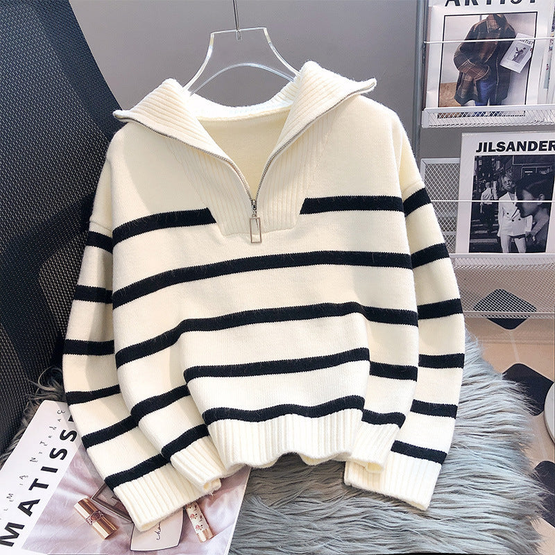 Jacinta | Chic Striped Long Sleeve Collared Top