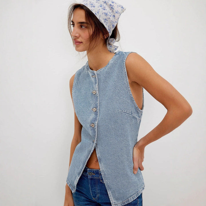 Poppy | Comfy Button Down Sleeveless Vest