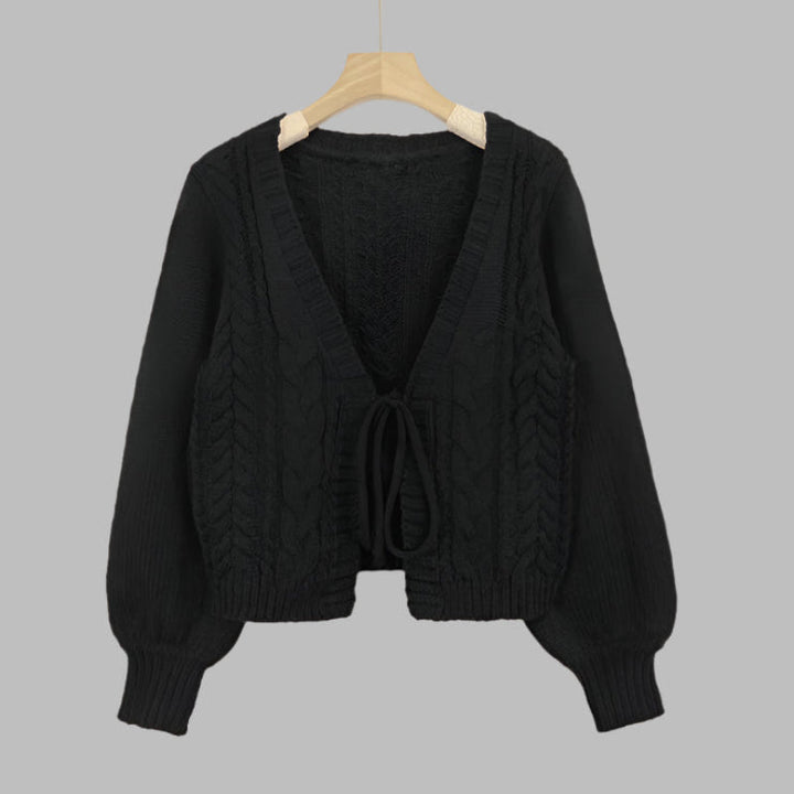 Saskia | Cosy Vintage Chunky Tie-Front Long Sleeve