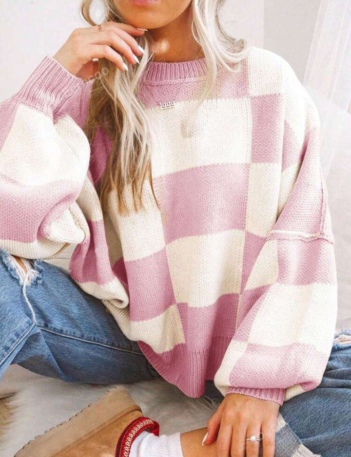 Tamara | Casual Plaid Long Sleeve Round Neck Sweater