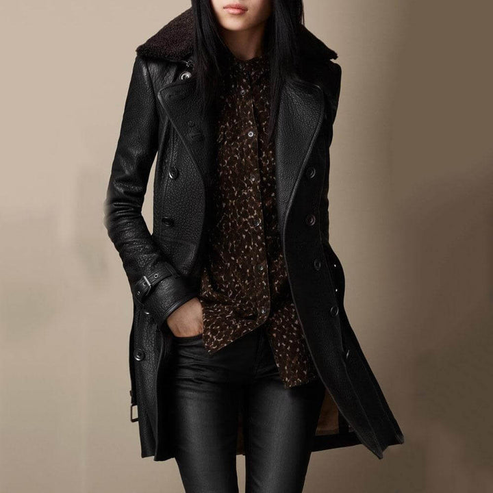 Holly - Elegant 3/4 Leather Coat