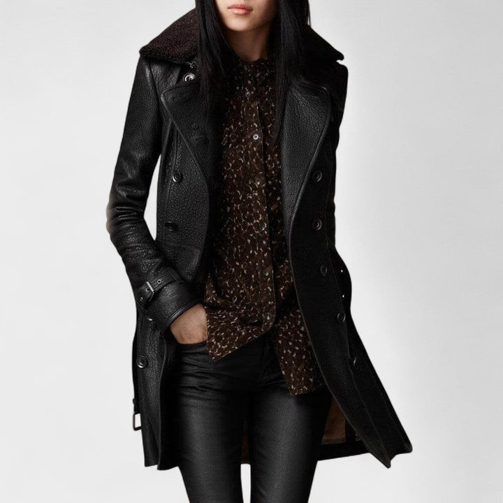 Holly - Elegant 3/4 Leather Coat