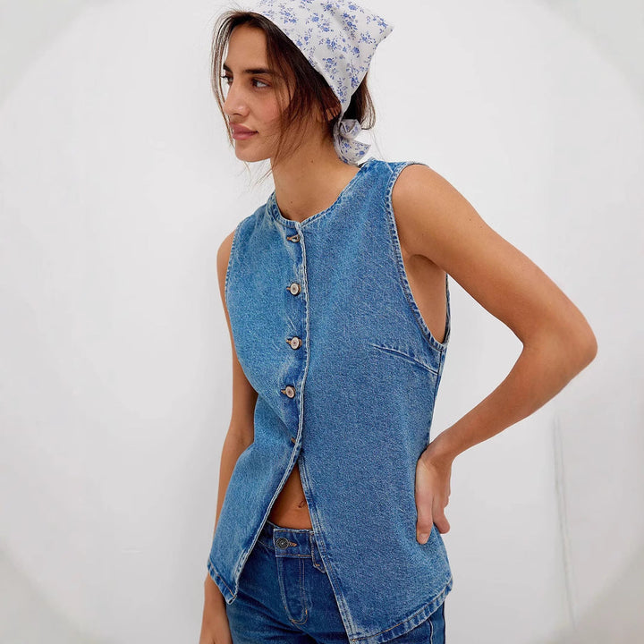Poppy | Comfy Button Down Sleeveless Vest