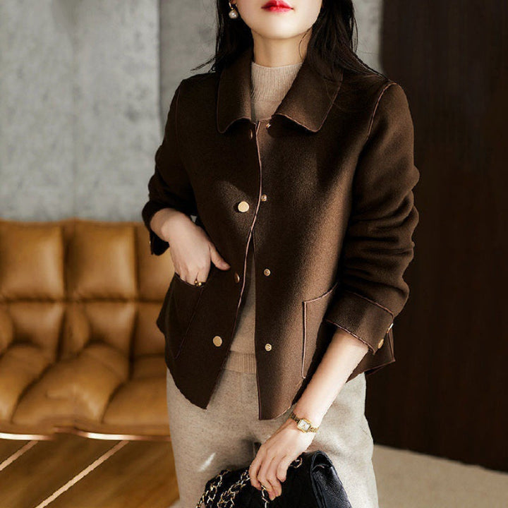Gabrielle | Classy Button Front Long Sleeve Collared Blazer