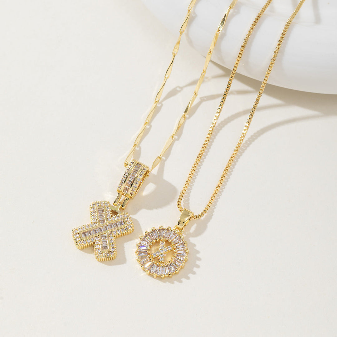 Danielle | Elegant 2-Pack Initial Letter Pendant Necklaces